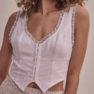 Lace Trim White Corset Top size L